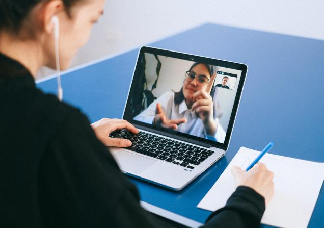 Two women meeting online. Photo by Anna Shvets