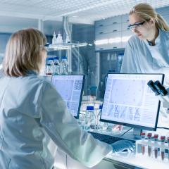 Scientists discussing research in a clinical laboratory. Image credit: Gorodenkoff  Scientists discussing research in a clinical laboratory. Image credit: Gorodenkoff
